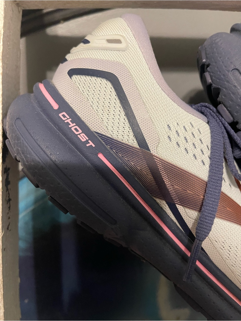 Brooks Women's Running Sneakers - Light Gray, Navy & Rose - Picture 2 of 9